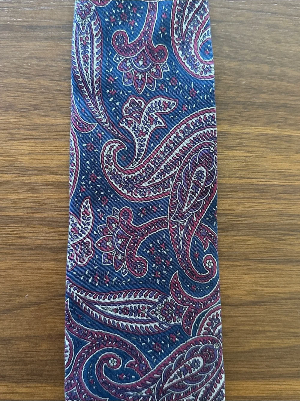 MARCS Paisley Silk Tie in Burgundy and Navy